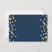 Save The Date Élégant Script Mariage Gold Confetti Marine Bleu (Dos)