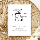 Save The Date Élégant script Mariage noir et blanc