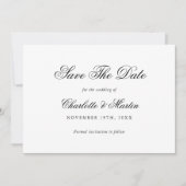 Save The Date Élégant script Mariage noir et blanc (Devant)