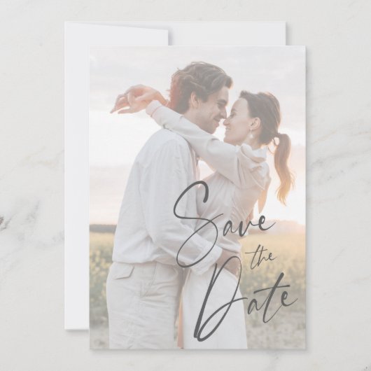 Save The Date Élégant script Mariage photo moderne (Devant)