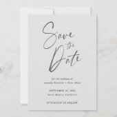 Save The Date Élégant script Mariage photo moderne (Dos)