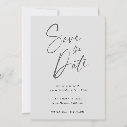 Save The Date Élégant script Mariage photo moderne (Dos)