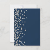 Save The Date Élégant Script Mariage Silver Confetti Navy (Dos)