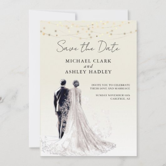 Save The Date Élégant script Mariage traditionnel (Devant)