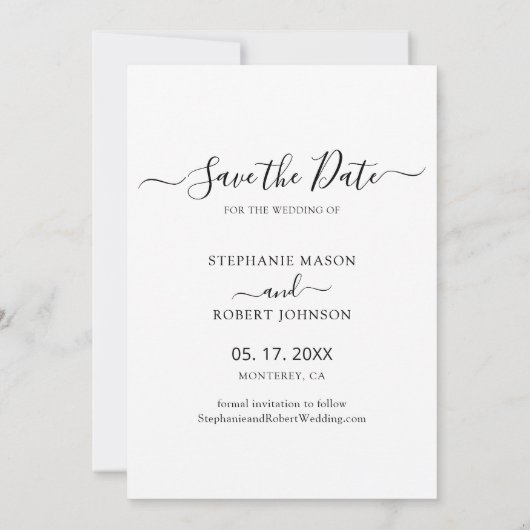 Save The Date Élégant Script Minimal 3 Photo Collage Mariage (Dos)