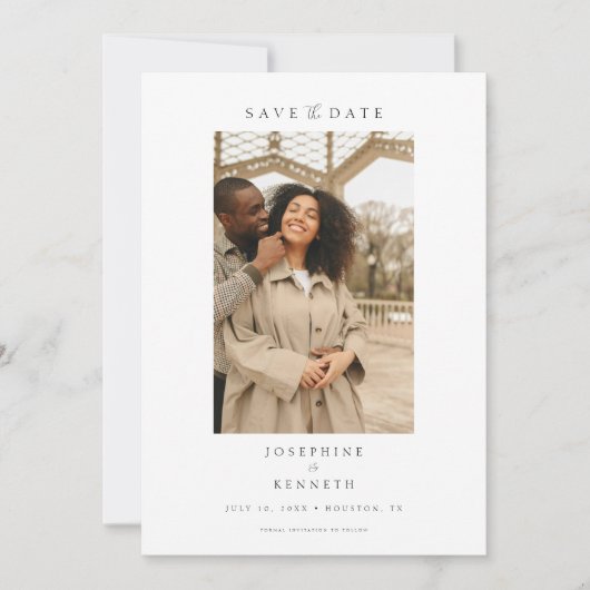 Save The Date Élégant script minimal Mariage photo (Devant)