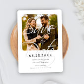 Save The Date Élégant script minimal photo Mariage