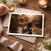 Save The Date Elegant Script Modern Overlay Photo Wedding