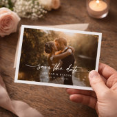 Save The Date Elegant Script Modern Overlay Photo Wedding