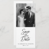 Save The Date Elegant Script Modern QR Code Photo Bookmark (Devant / Derrière)
