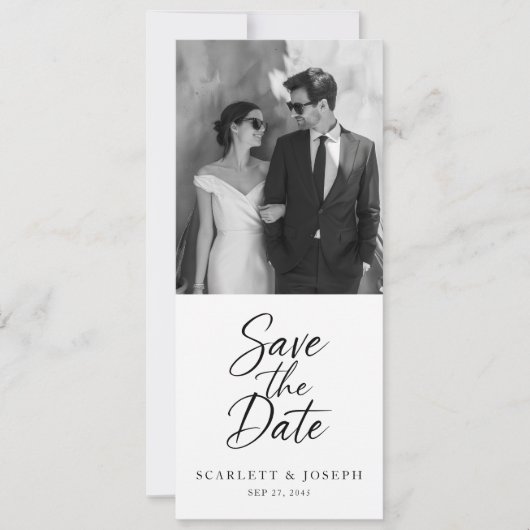 Save The Date Elegant Script Modern QR Code Photo Bookmark (Devant)