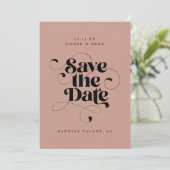 Save The Date Élégant Script Moderne Blush Rose Art Design Photo (Debout devant)