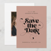 Save The Date Élégant Script Moderne Blush Rose Art Design Photo (Devant / Derrière)