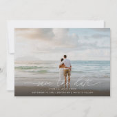 Save The Date Élégant Script Moderne Photo Mariage Enregistrer L (Devant)