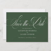 Save The Date Élégant script moderne vert (Devant)