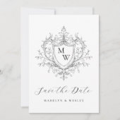 Save The Date Elegant script monogram crest  (Devant)