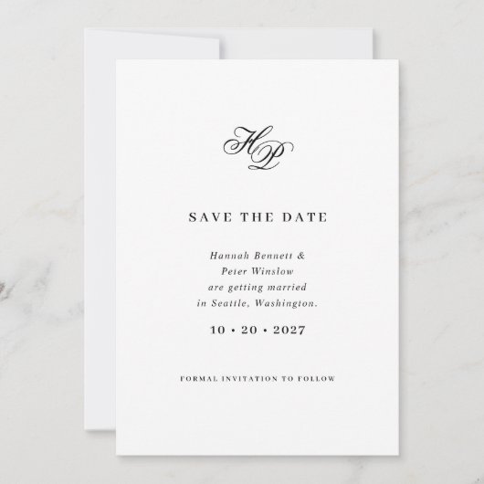 Save The Date Élégant script Monogramme QR Code Mariage photo (Devant)