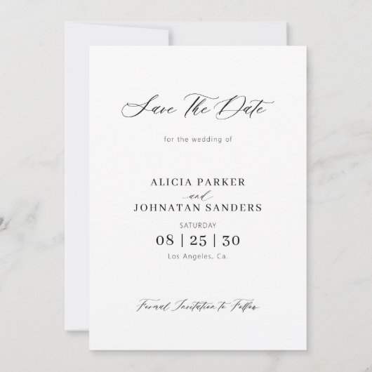 Save The Date Élégant script multi photo collage simple mariage (Dos)
