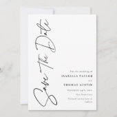 Save The Date Élégant script noir blanc Enregistrer la date (Devant)