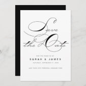 Save The Date Élégant Script Noir Blanc Mariage Enregistrer la d (Devant / Derrière)
