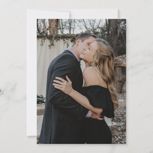 Save The Date Élégant script noir et blanc mariage photo (Dos)