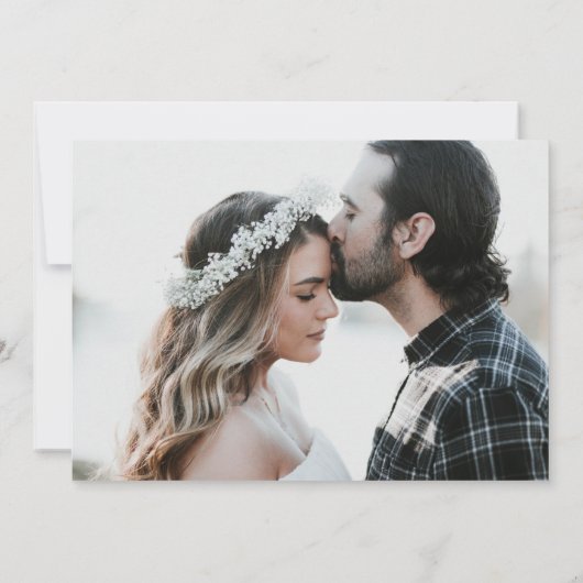 Save The Date Élégant script noir et blanc photo Mariage (Dos)