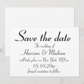 Save The Date Élégant script noir personnalisé Mariage de callig (Devant / Derrière)