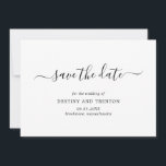 Save The Date Élégant Script Non Photo Simple Mariage moderne<br><div class="desc">Simple mariage non photo Enregistrer la carte Date avec un design épuré et minimaliste avec une touche élégante avec "enregistrer la date" en script avec des swashes. Un moderne noir et blanc Enregistrer la Date sans images qui se coordonne magnifiquement avec n'importe quel style de mariage.</div>