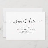 Save The Date Élégant Script Non Photo Simple Mariage moderne (Devant)