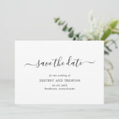 Save The Date Élégant Script Non Photo Simple Mariage moderne (Debout devant)