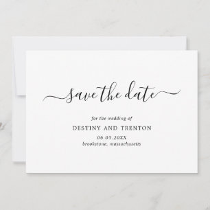 Save The Date Élégant Script Non Photo Simple Mariage moderne