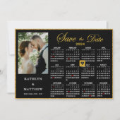 Save The Date Élégant script or sur Black Photo 2024 Calendrier (Devant)