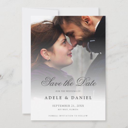 Save The Date Élégant Script Personnalisé Photo Enregistrer la D (Devant)