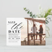 Save The Date Elégant script photo calligraphie & QR Code Mariag (Debout devant)