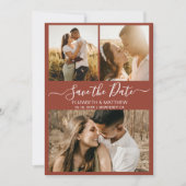 Save The Date Élégant Script Photo Collage Mariage en terre cuit (Devant)
