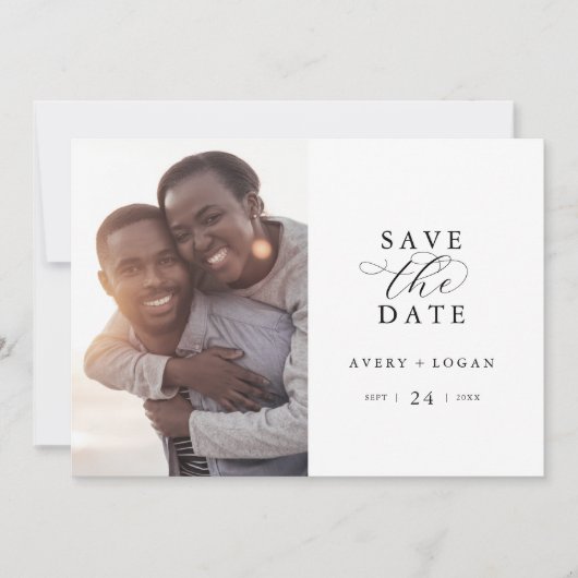 Save The Date Élégant Script Photo Enregistrer La Date (Devant)