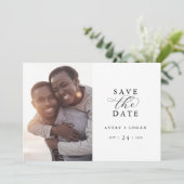 Save The Date Élégant Script Photo Enregistrer La Date (Debout devant)