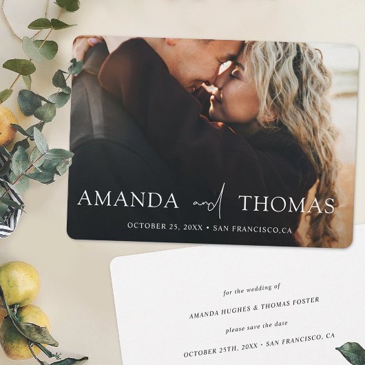 Save The Date Élégant script photo Enregistrer la date Mariage c