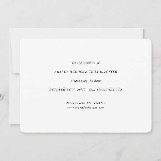 Save The Date Élégant script photo Enregistrer la date Mariage c (Dos)