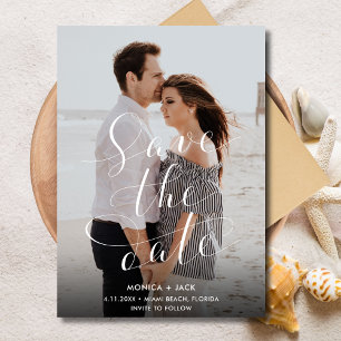 Save The Date Élégant Script Photo Florida Beach Mariage