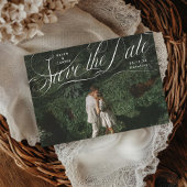 Save The Date Élégant Script photo florissante