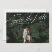 Save The Date Élégant Script photo florissante (Devant)