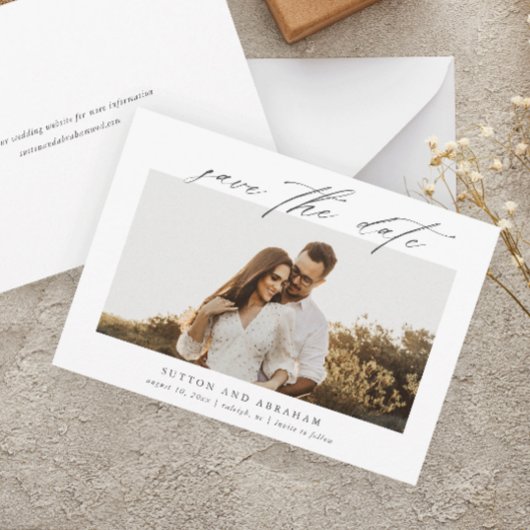 Save The Date Élégant Script Photo Mariage