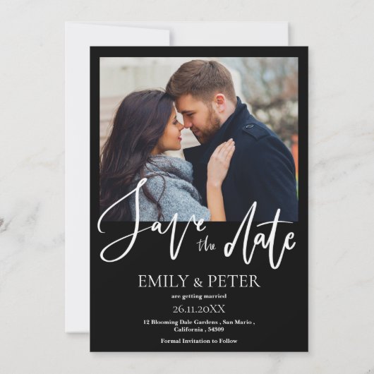 Save The Date Élégant script photo mariage Enregistrer la date I (Dos)
