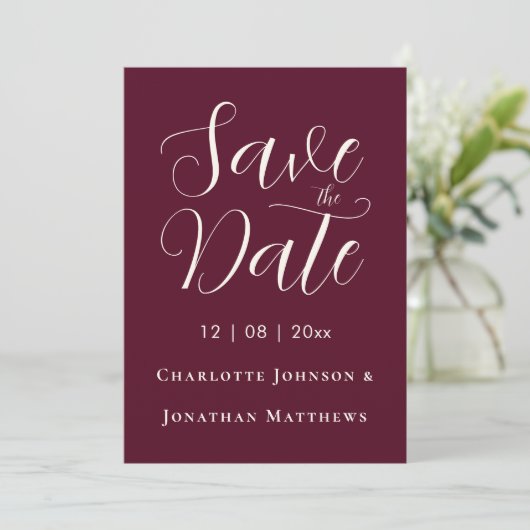 Save The Date Élégant Script photo Mariage moderne (Debout devant)
