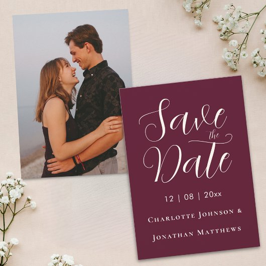 Save The Date Élégant Script photo Mariage moderne