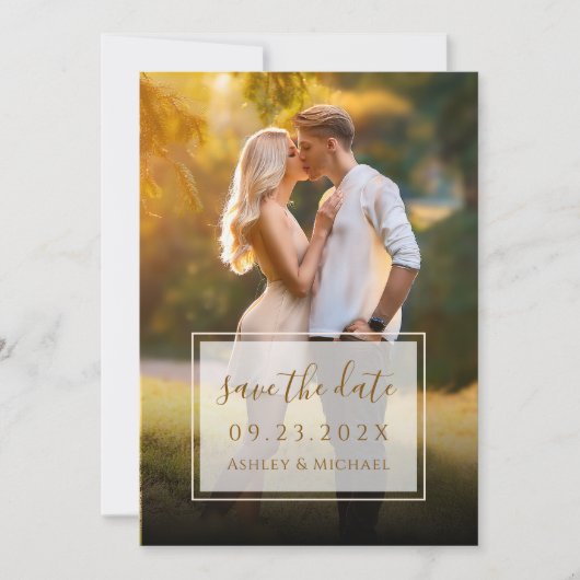 Save The Date Élégant Script Photo Moderne Mariage Transparent (Devant)