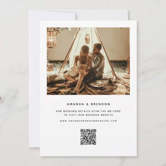 Save The Date Élégant Script Photo QR Code Mariage Enregistrer l (Dos)