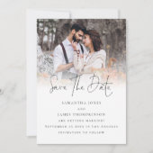 Save The Date Élégant script photo superposition Mariage de code (Devant)