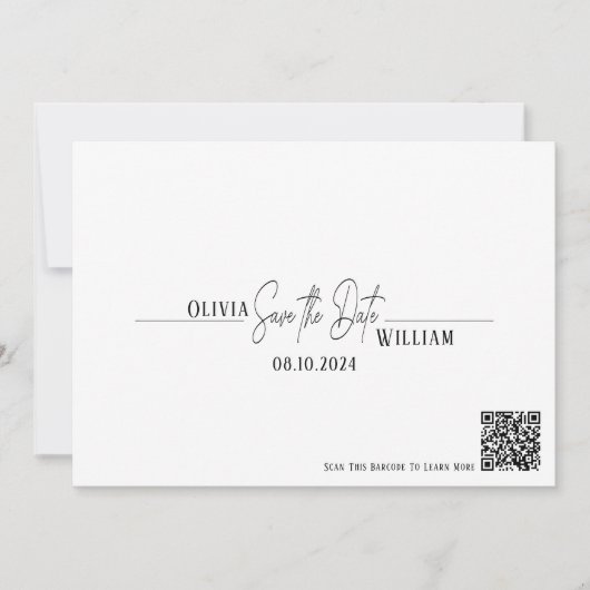 Save The Date Élégant Script QR Code Enregistrer La Date (Devant)
